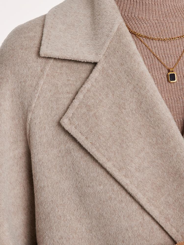 Wool Notched Lapel Double-Faced Women Coat GOELIA